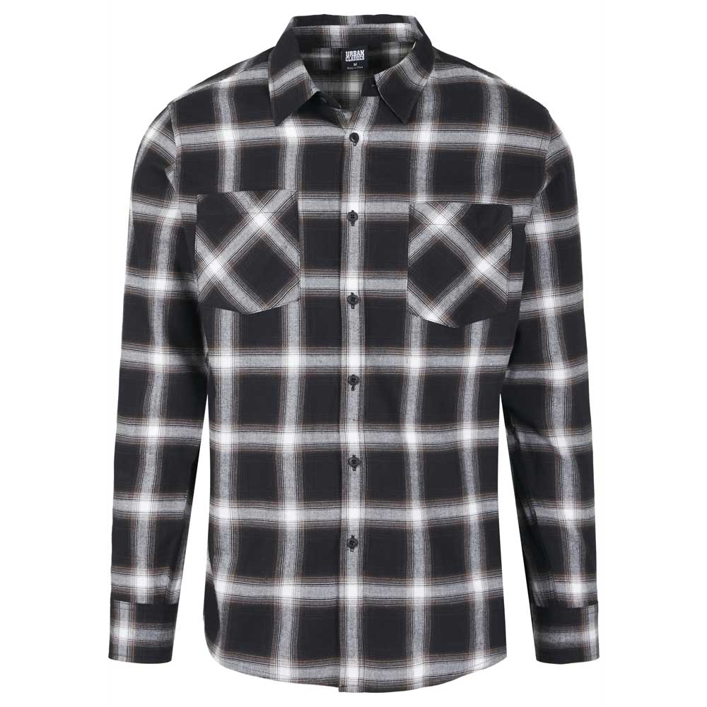 Urban Classics - Checked Flanell Chemisier - Noir/Blanc